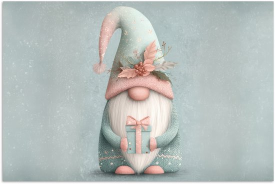 Poster 30x20 cm - Kerstgnome - Cadeau - Groen - Posters - Kamer decoratie - Wanddecoratie woonkamer - Muurdecoratie slaapkamer - Kerstversiering - Kerstdecoratie voor binnen - Kerstmis