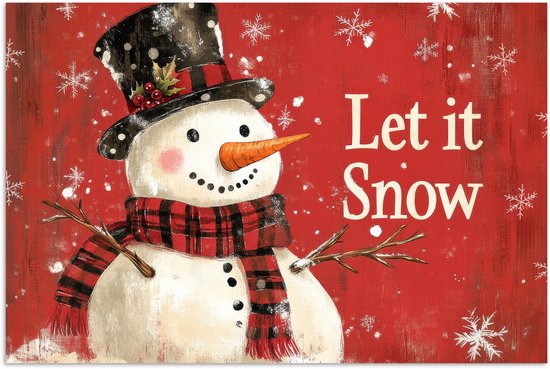 Poster 120x80 cm - Sneeuwpret - Winter - Sneeuwpop - Posters - Kamer decoratie - Wanddecoratie woonkamer - Muurdecoratie slaapkamer