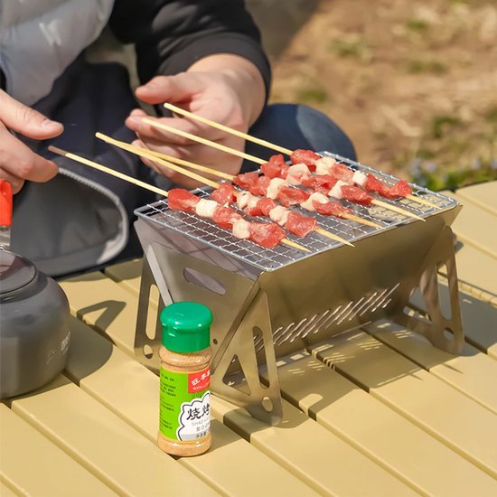 Home & Marker - Draagbare Opvouwbare Barbecue - RVS - 397g - 22x16x12cm - Voor Camping - PORTOGRILL van Home & Marker — afbeelding 5