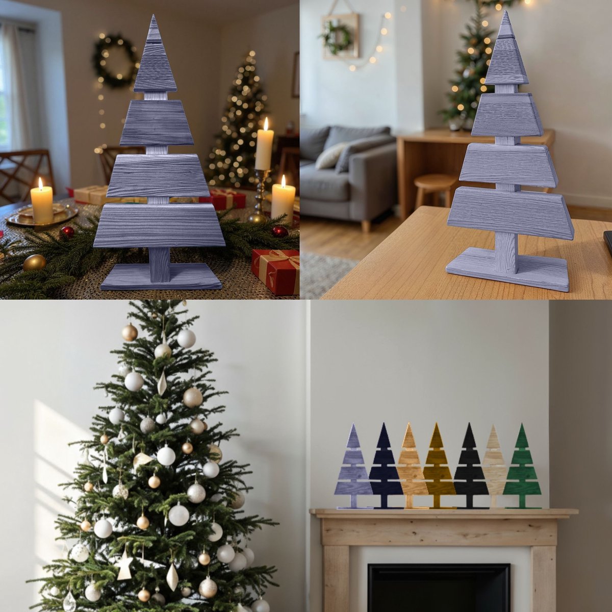 be4nature Kerstboom Hout Hoogte 60 cm Voetbreedte 27 cm Alternatief Kerstboom Decoratie Houten Kerstbomen Kleine Houten Kerstboom Kerstmis Boom Silver