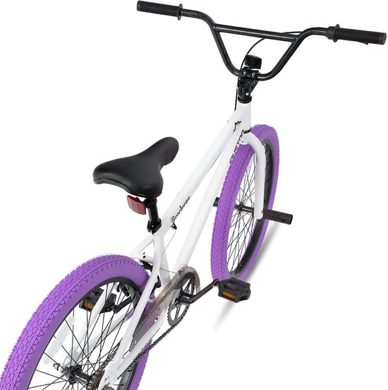 Joystar Brockway BMX-fiets - 24 inch - Handrem - Remmen - Achter V-brake - Pegs - Paars - Geschikt voor buitenactiviteiten in de lente van JOYSTAR — afbeelding 2