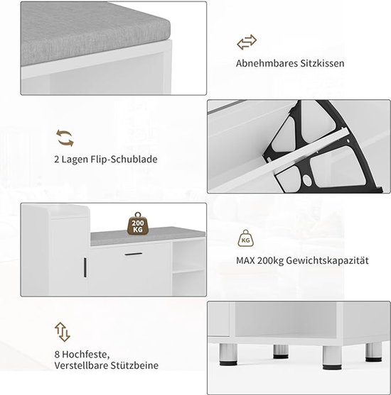 Kapstok met Spiegel & Schoenenbank – Complete Halmeubelset met Kastje – De Vries Meubels