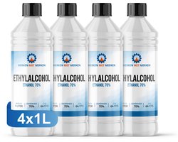 Alcohol 70% Ketonatus - Reinigingsmiddel - Ontvetter - Ethylalcohol - 4 x 1 liter