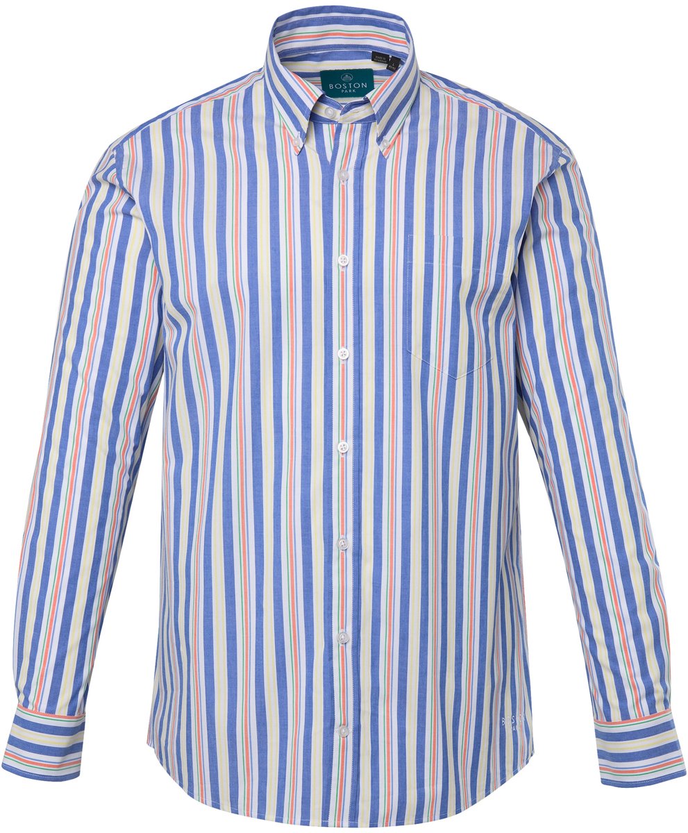 Boston Park - Heren - Gestreept overhemd lange mouwen buttondownkraag - Off-white - Maat XL