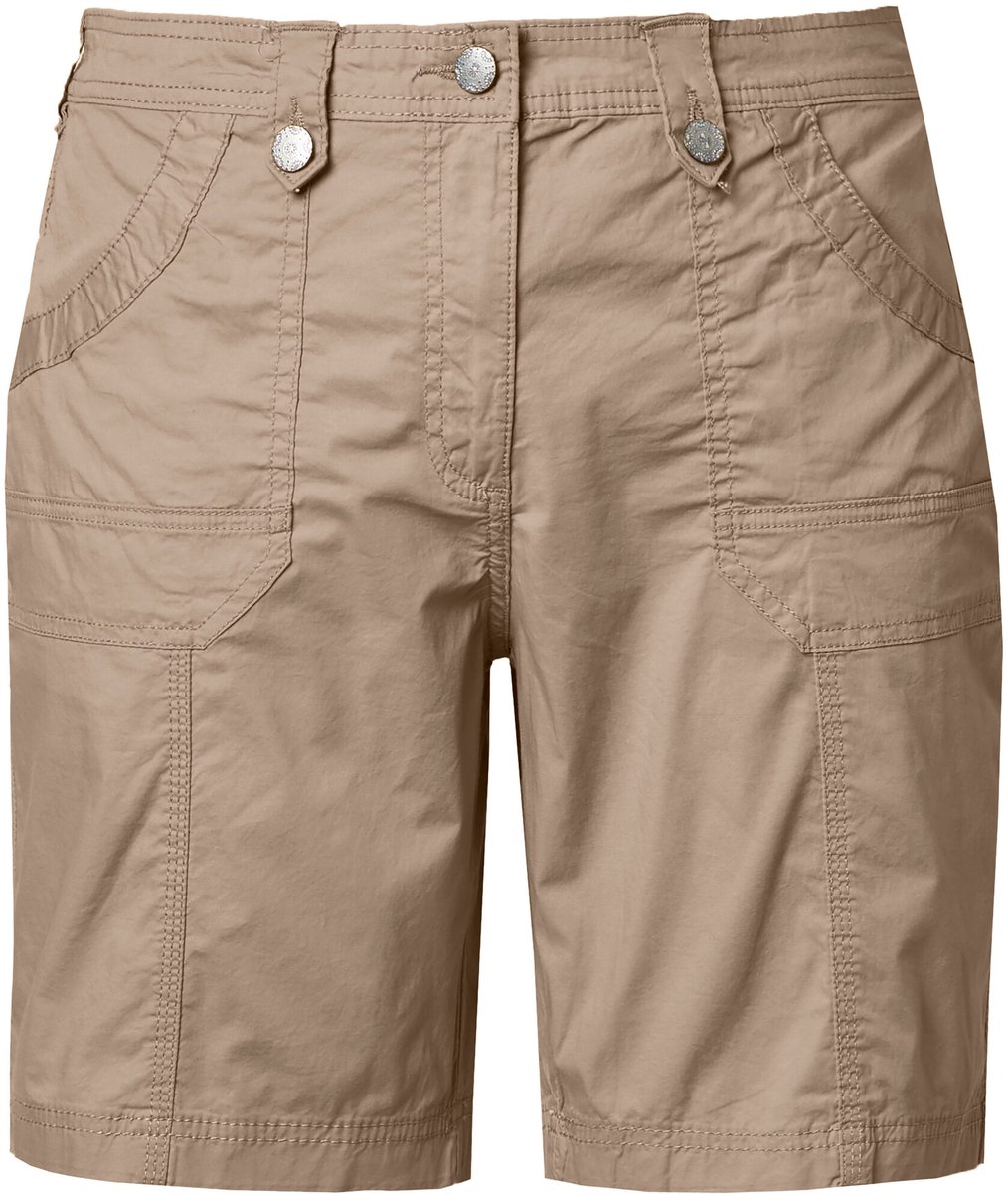 Ulla Popken - Dames - Cargo-bermuda comfortabele tailleband 4-pocket model - Cement - Maat 52