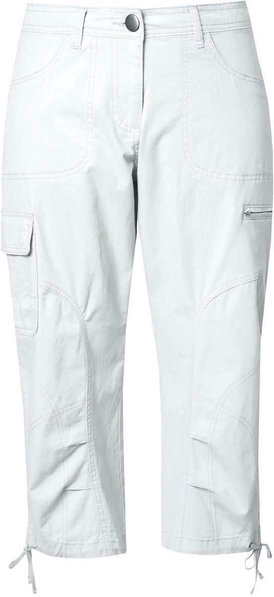 Ulla Popken - Dames - 7/8-cargohose comfortabele tailleband - Sneeuwwit - Maat 42