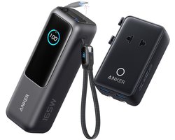 Anker PowerCore 25K Powerbank 25.000mAh - 165W - 3x 100W USB-C Poorten - Zwart + Anker Nano reisadapter, USB-stekker 5-poorts stroomadapter met 1 AC, 2 USB-A en 2 USB-C poorten - Zwart