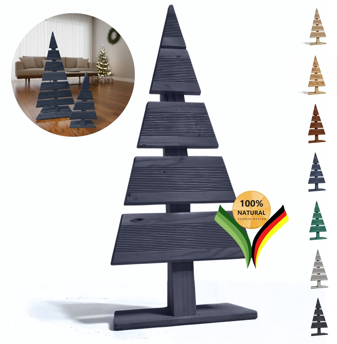 be4nature Kerstboom Hout Hoogte 60 cm Voetbreedte 27 cm Alternatief Kerstboom Decoratie Houten Kerstbomen Kleine Houten Kerstboom Kerstmis Boom Grijs