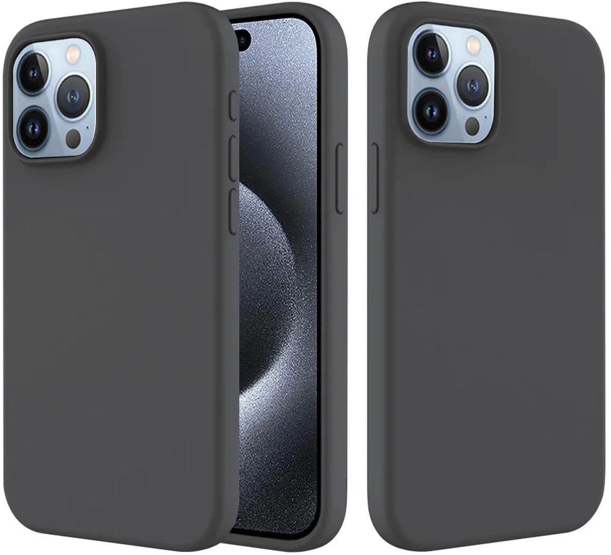 MobyDefend Hoesje - Geschikt voor iPhone 15 Pro Max - Matte Siliconen Backcover - Zwart