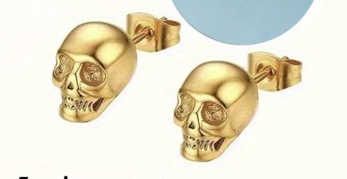 Vibe - Halloween - Skull - doodskop - goud - oorknop - oorbel - juweel - geschenk - feestdagen