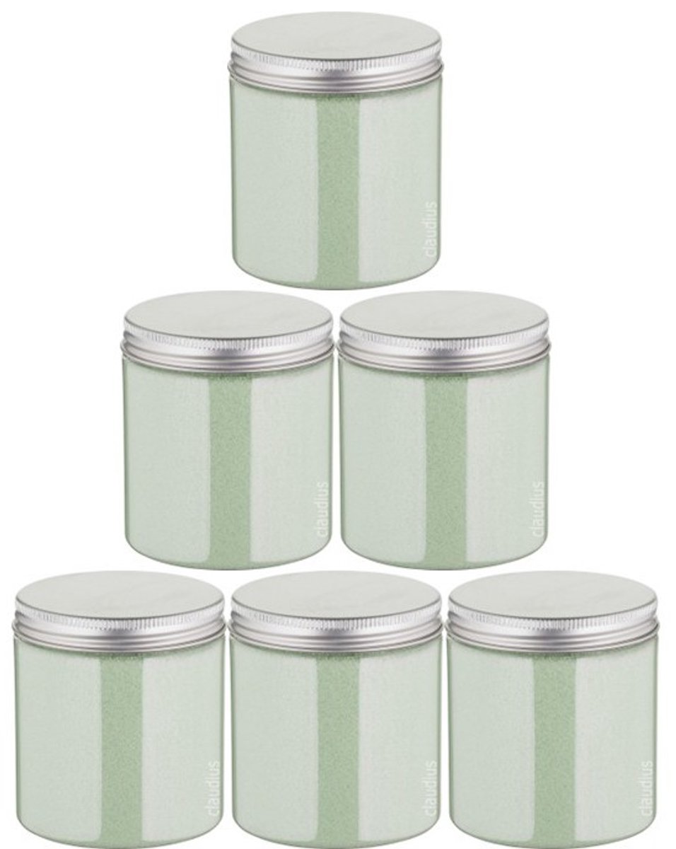 Scrubzout Dennen - 300 gram - Pot met aluminium deksel - set van 6 stuks - Hydraterende Lichaamsscrub