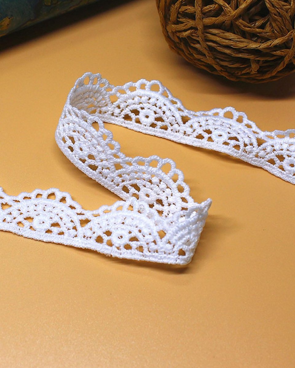 5 Yardas Cotton Lace Ribbon voor Decoratie - Bruiloft - Sewing - Crafting - Scrapbooking - Cadeau Verpakking - Wit