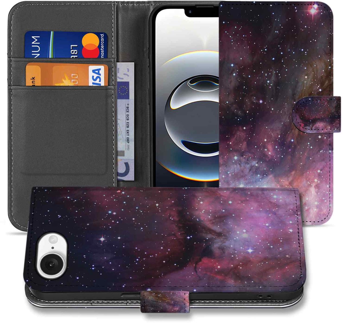 Book Case voor iPhone 16e/17e Galaxy