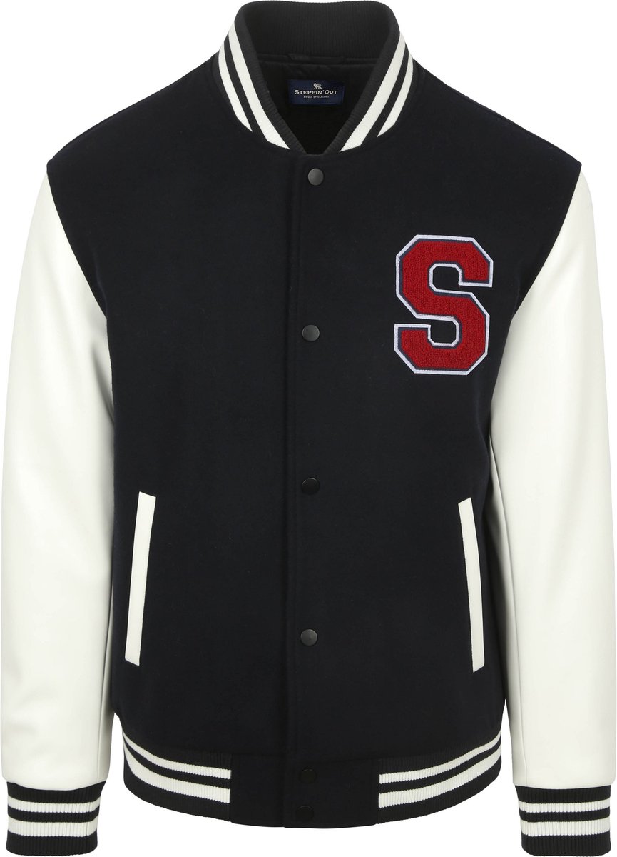 Steppin' Out Varsity Embroidery Jack Navy - Maat L - Heren - Tussenjas
