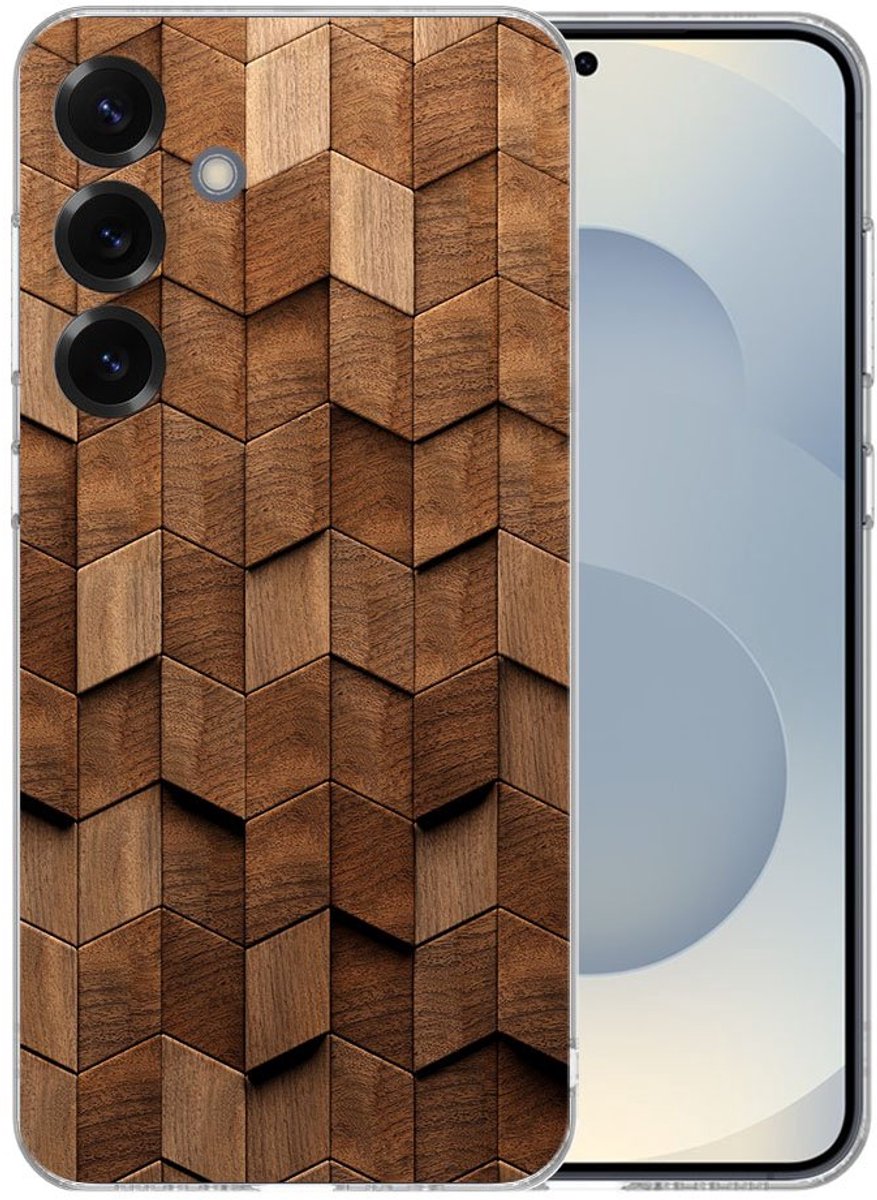 TPU Hoesje Samsung Galaxy S25 Plus - Wooden Cubes Backcover