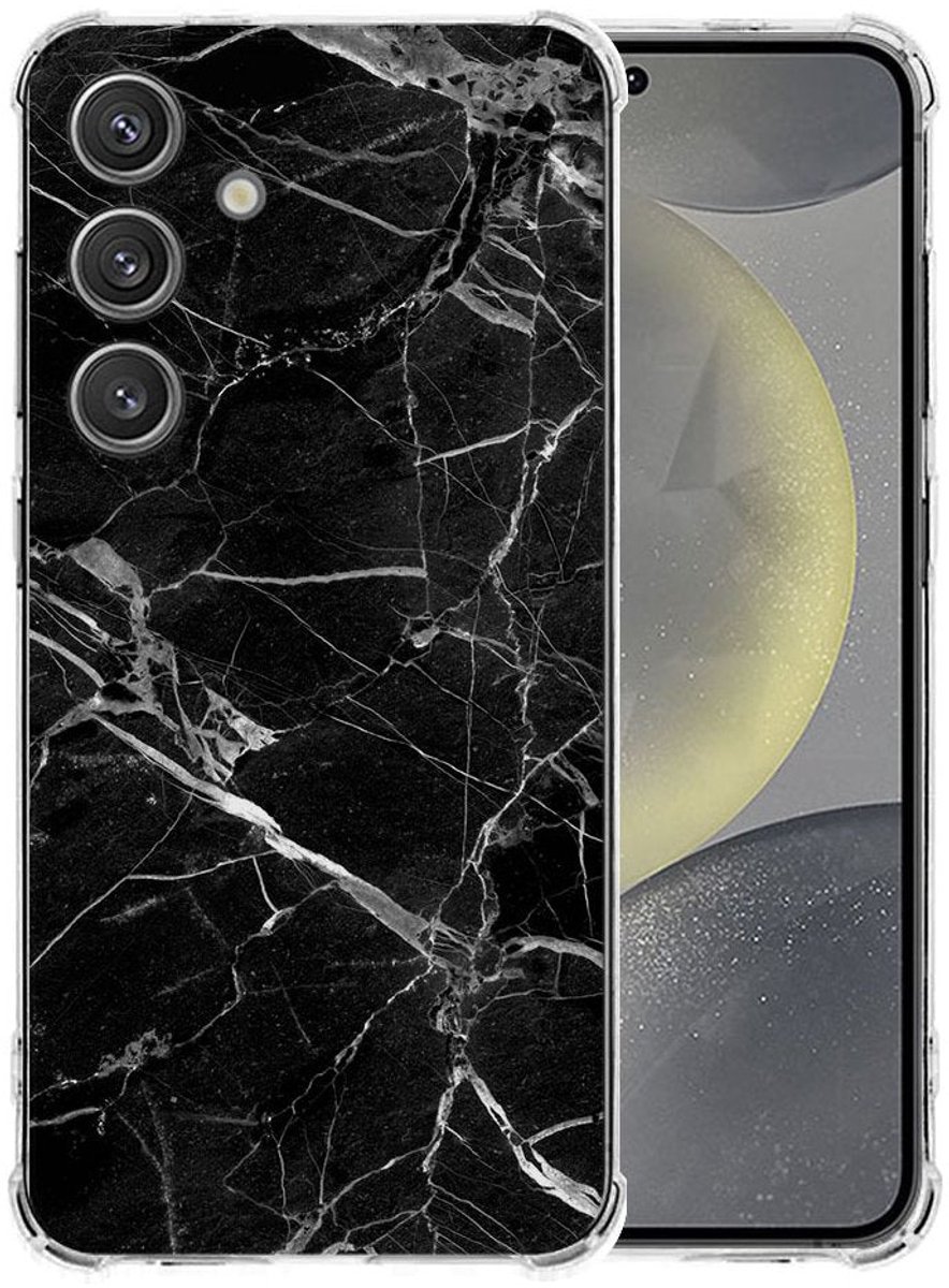 Samsung Galaxy S25 Plus Hoesje - Marmer Zwart TPU Antishock