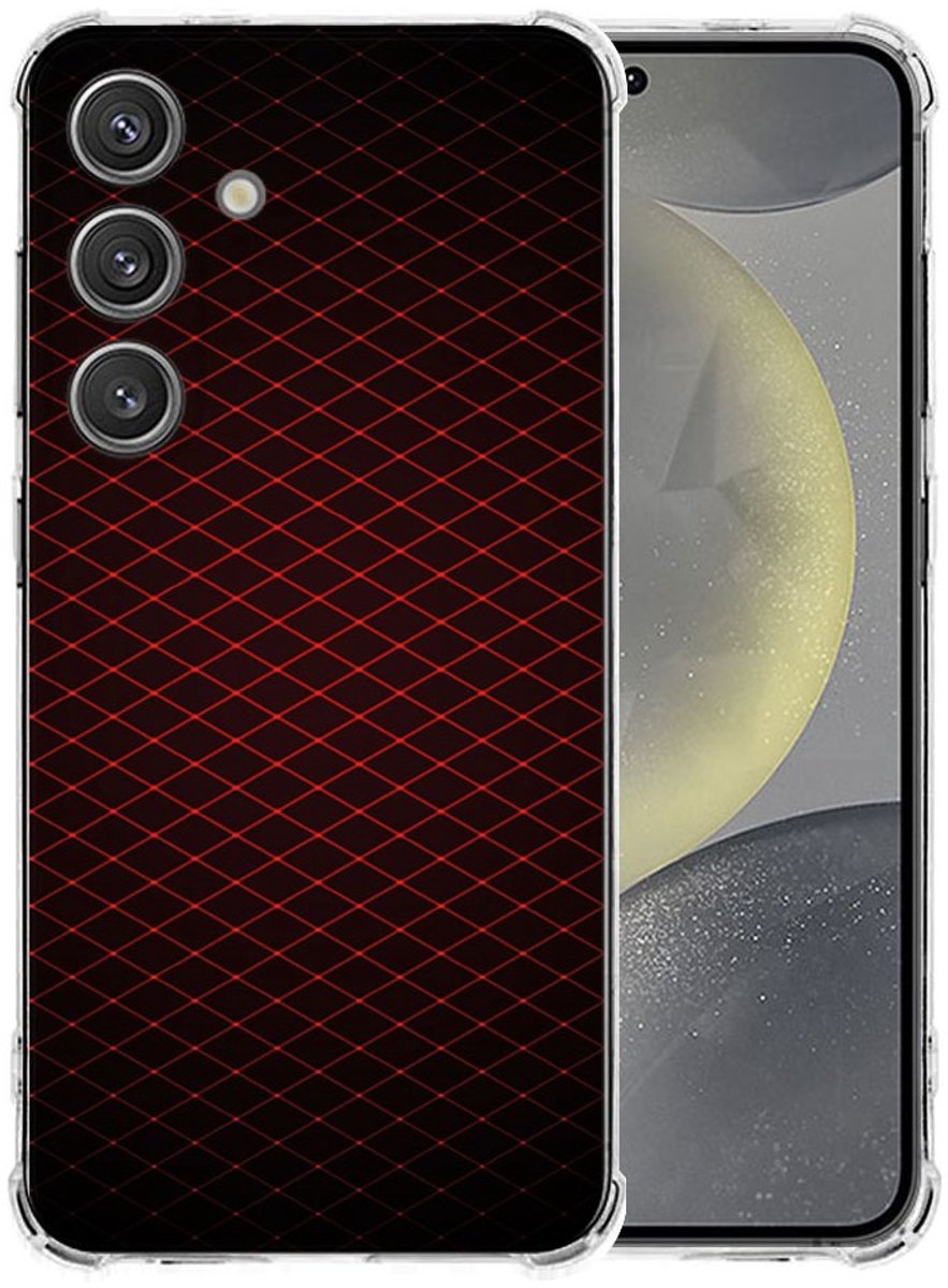 Samsung Galaxy S25 Plus Hoesje - Geruit Rood TPU Antishock