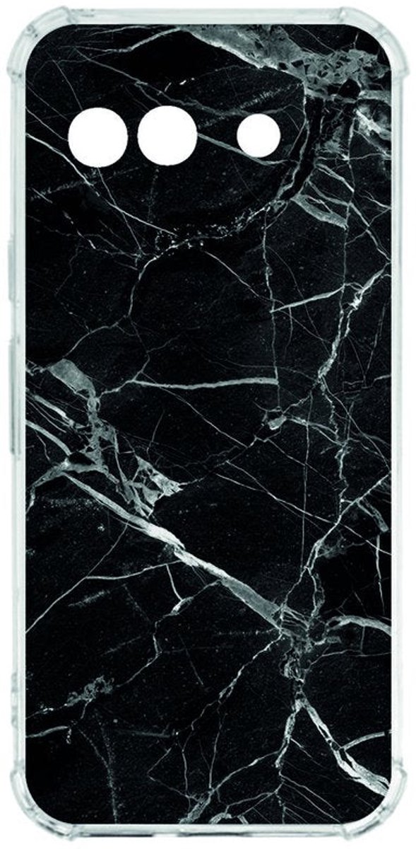 Google Pixel 9a Hoesje - Marmer Zwart TPU Antishock