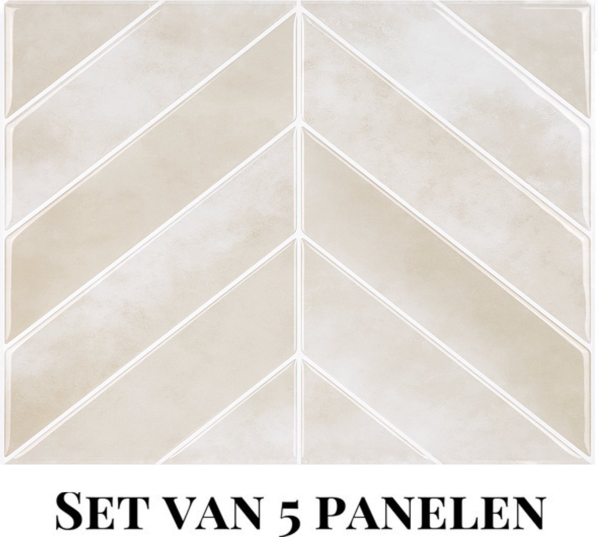 Wallways Wandpanelen - Plaktegels - Set van 5 Tegels - Tegelsticker - Zelfklevende Tegels - 29 x 23cm - Waterdicht - Krasbestendig - Hittebestendig - 3M Kleeflaag - 2MM dik - Sevilla Visgraat