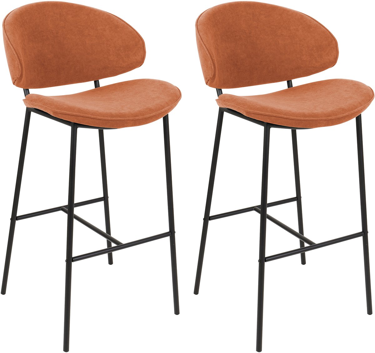 KIANA - Barkruk set van 2 - Oranje - Polyester