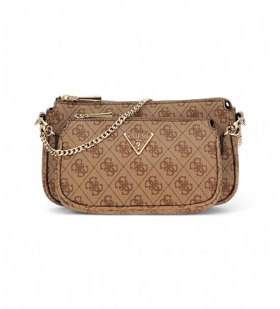 GUESS Sac à épaule bandoulière Noelle II Double Pouch Crossbody Bag Latte Logo / Brown Marron clair
