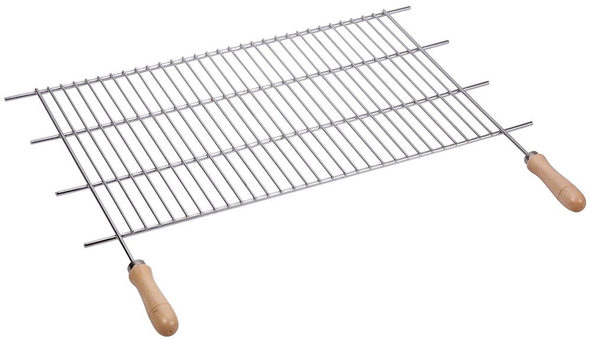 Sauvic 70x40 Cm Barbecuegrill Met Houten Handgrepen Zilver