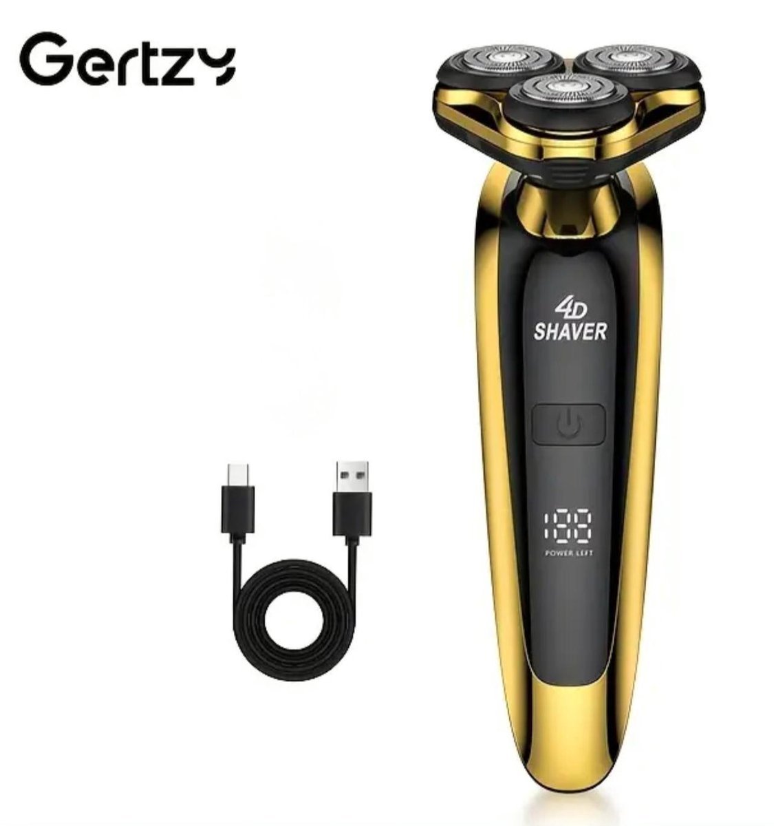 3koppen Gertzy Scheerapparaat - Usb Oplaadbare 4d Body Shaver + Baardtrimmer - Voor een complete en perfecte Lichaamshaar verzorging - Unisex - Kleur: Goud