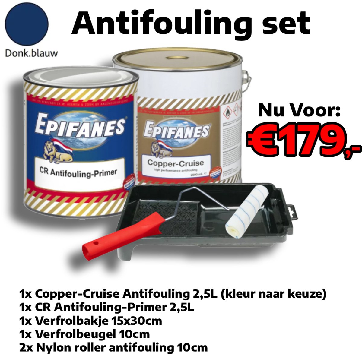 Epifanes - Antifouling Copper Cruise Donkerblauw + CR Antifouling Primer - Set.