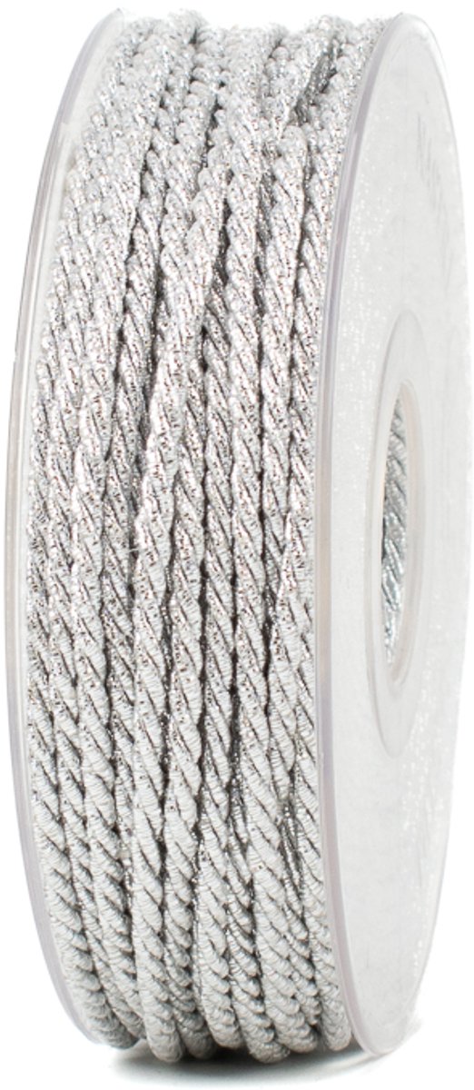 Touwlint Zilver - 3 mm breed - 30 meter op rol - Decoratief koord voor cadeauverpakking, knutselen en feestdecoratie