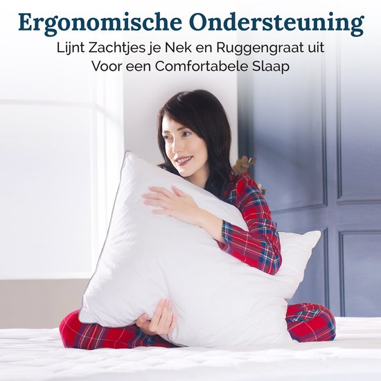 Sleep Comfy Set de 2 oreillers – Qualité hôtelière – 30 jours de sommeil d'essai – Comfort ultime – Soulage les douleurs du cou et du dos – Orthopédique et ergonomique – Convient à toutes les positions de sommeil – 60 x 70 cm