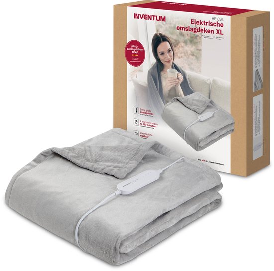 Inventum HB185G Elektrische Bovendeken 180x130 cm Grijs - Inventum - €37,99