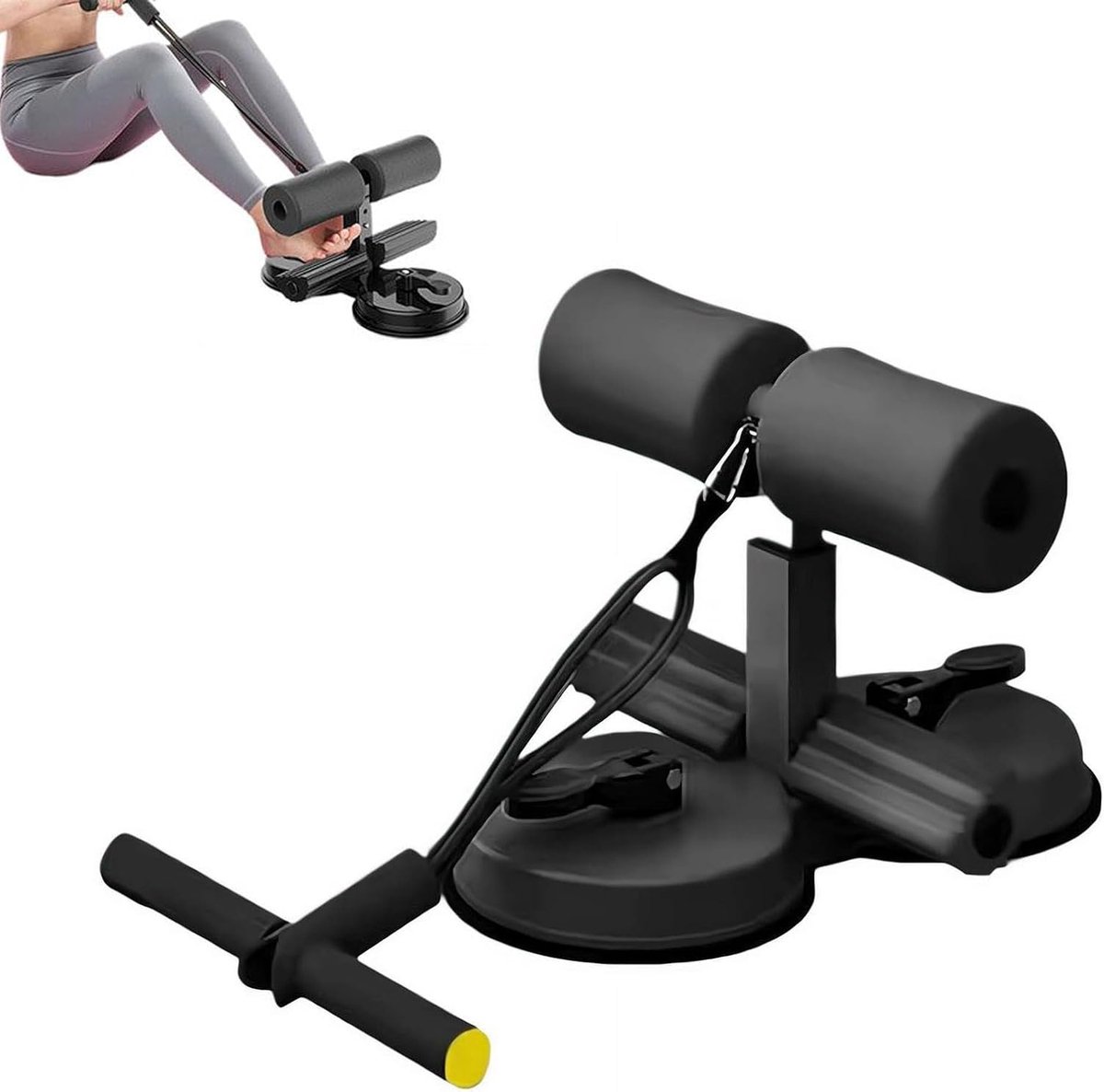 Hulpmiddel voor buikspiertrainer - verstelbaar draagbaar buikspieroefenapparaat - dubbele zuignap - buikspiertraining - full body workout