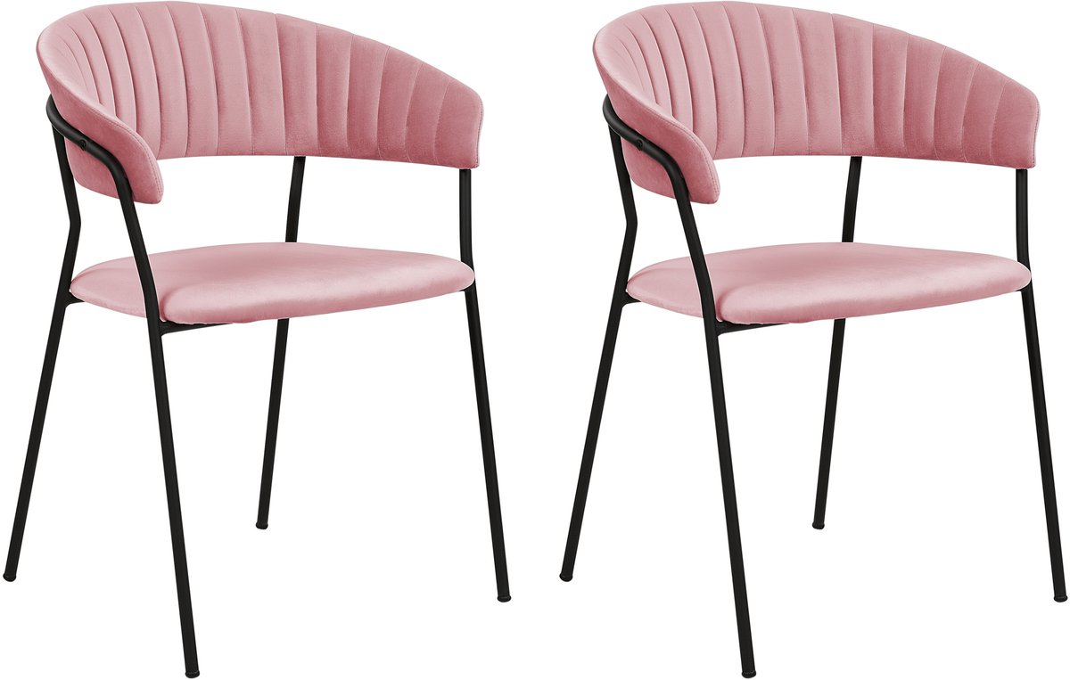 MARIPOSA - Eetkamerstoel set van 2 - Roze - Fluweel