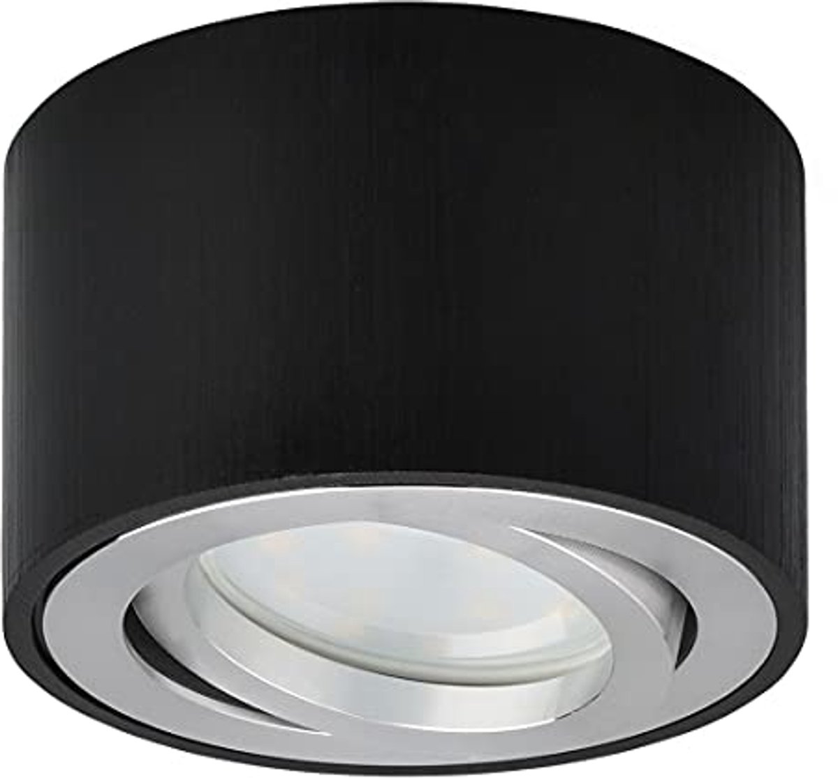 Draaibare LED Plafondlamp - 5W Warmwit, Ø80mm, Zwart, IP44
