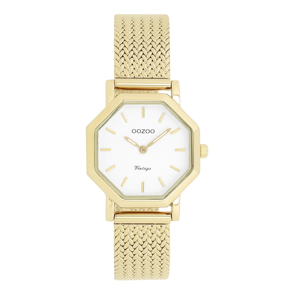 OOZOO Vintage series - Goudkleurige horloge met metalen v-mesh armband - C20436