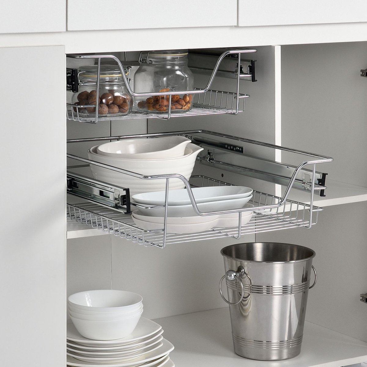 3 x Schuiflade Keukenkast RVS - 50cm - SET - set van 3