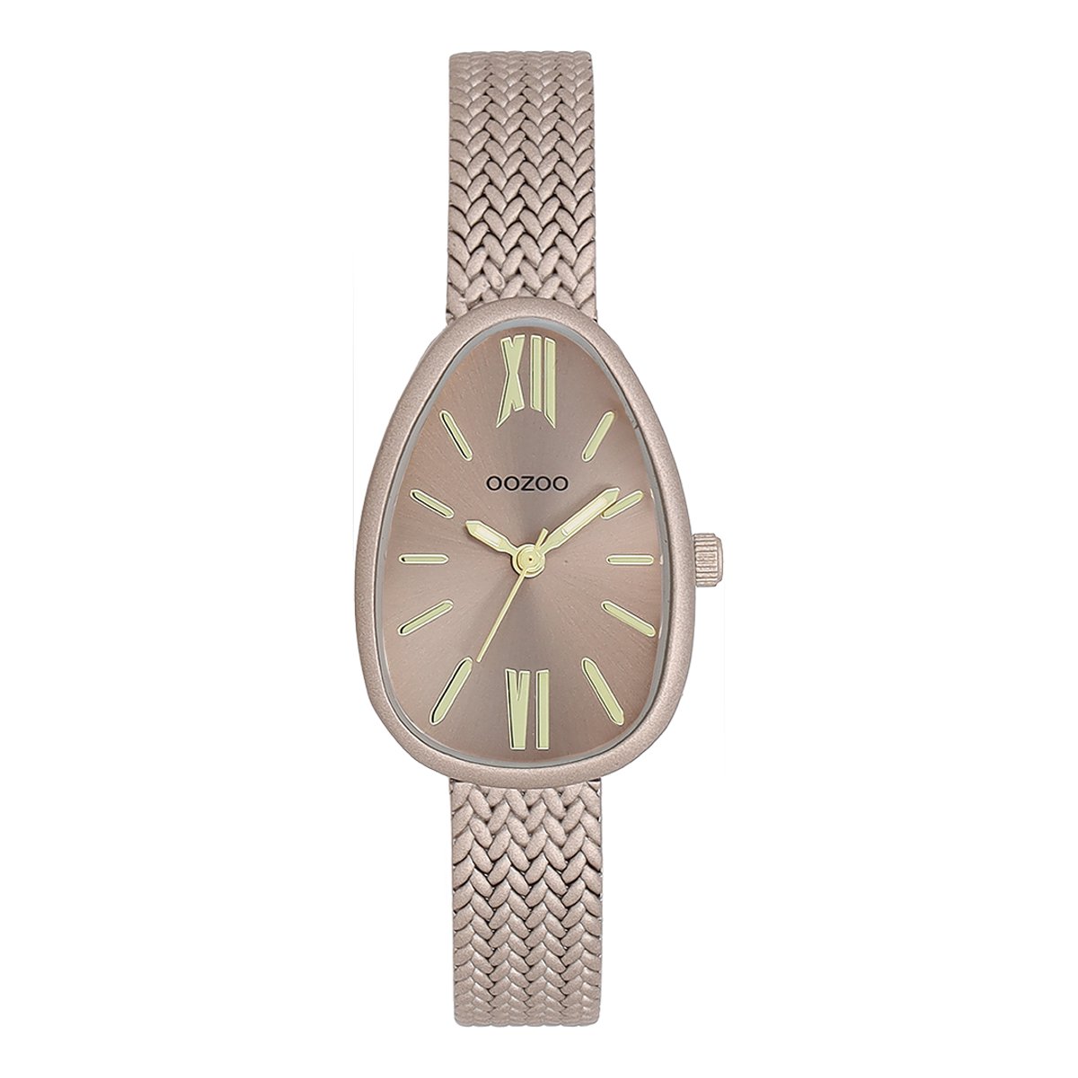 OOZOO Timepieces - Taupe horloge met metalen v-mesh armband - C11644