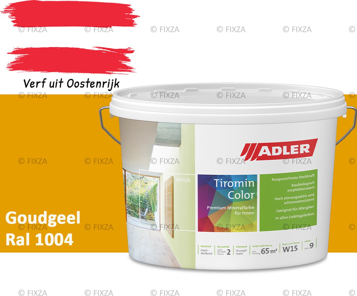 ADLER Aviva Tiromin-Color Silicaat Muurverf Binnen – 1 Liter – RAL 1004 Goudgeel, Hoogdekkende & Ademend – Ecologische Schimmelwerende Wandverf