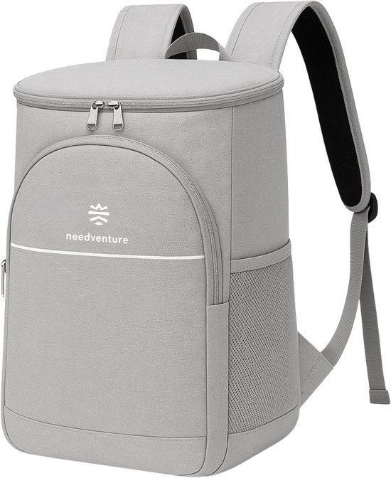 needventure® Koelrugzak - Koeltas - Lunchtas - Koelrugtas - Picknicktas - Backpack - 20 Liter - Flessenhouder - Bieropener - Grijs