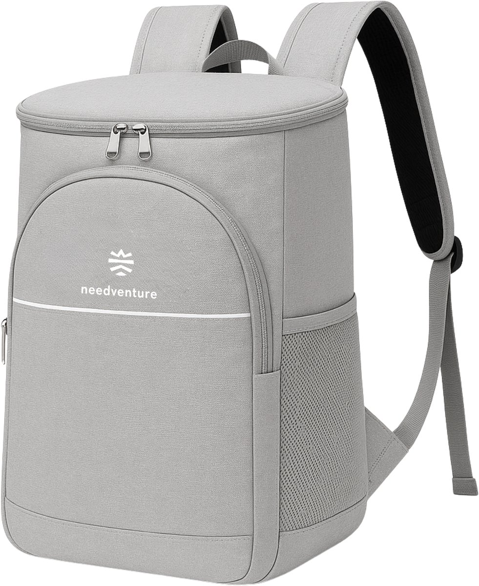 needventure® Koelrugzak - Koeltas - Lunchtas - Koelrugtas - Picknicktas - Backpack - 20 Liter - Flessenhouder - Bieropener - Grijs