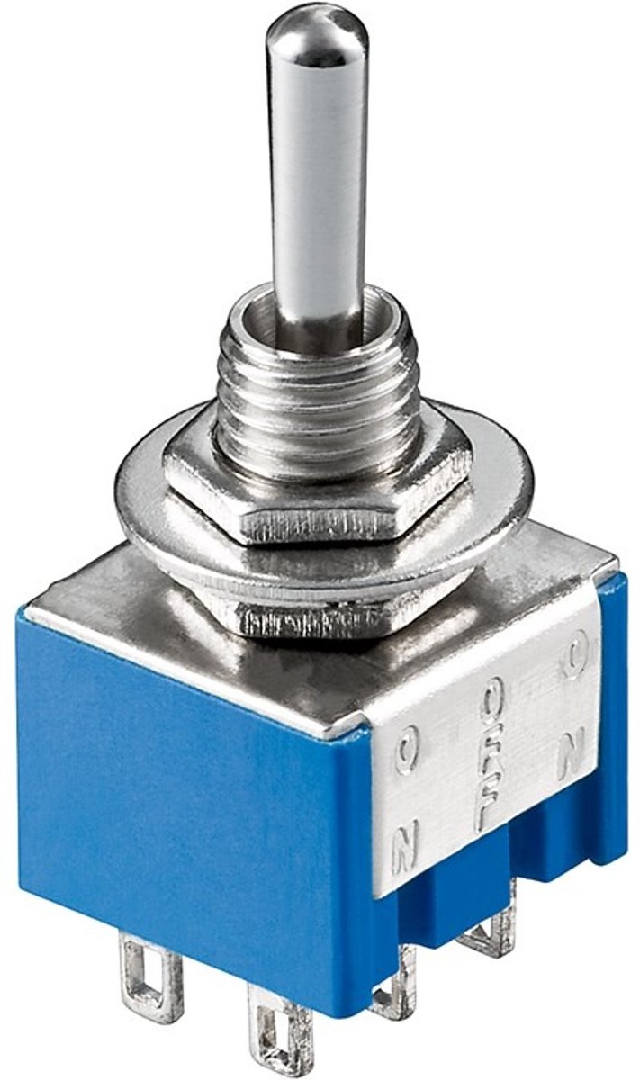 Goobay Toggle Switch Miniature, ON - OFF - ON, 6 Pins, Blue Housing