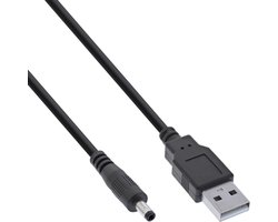 USB-A - DC plug kabel | 4,0 x 1,7mm | max. 5V/3A (15W) | zwart | 1 meter
