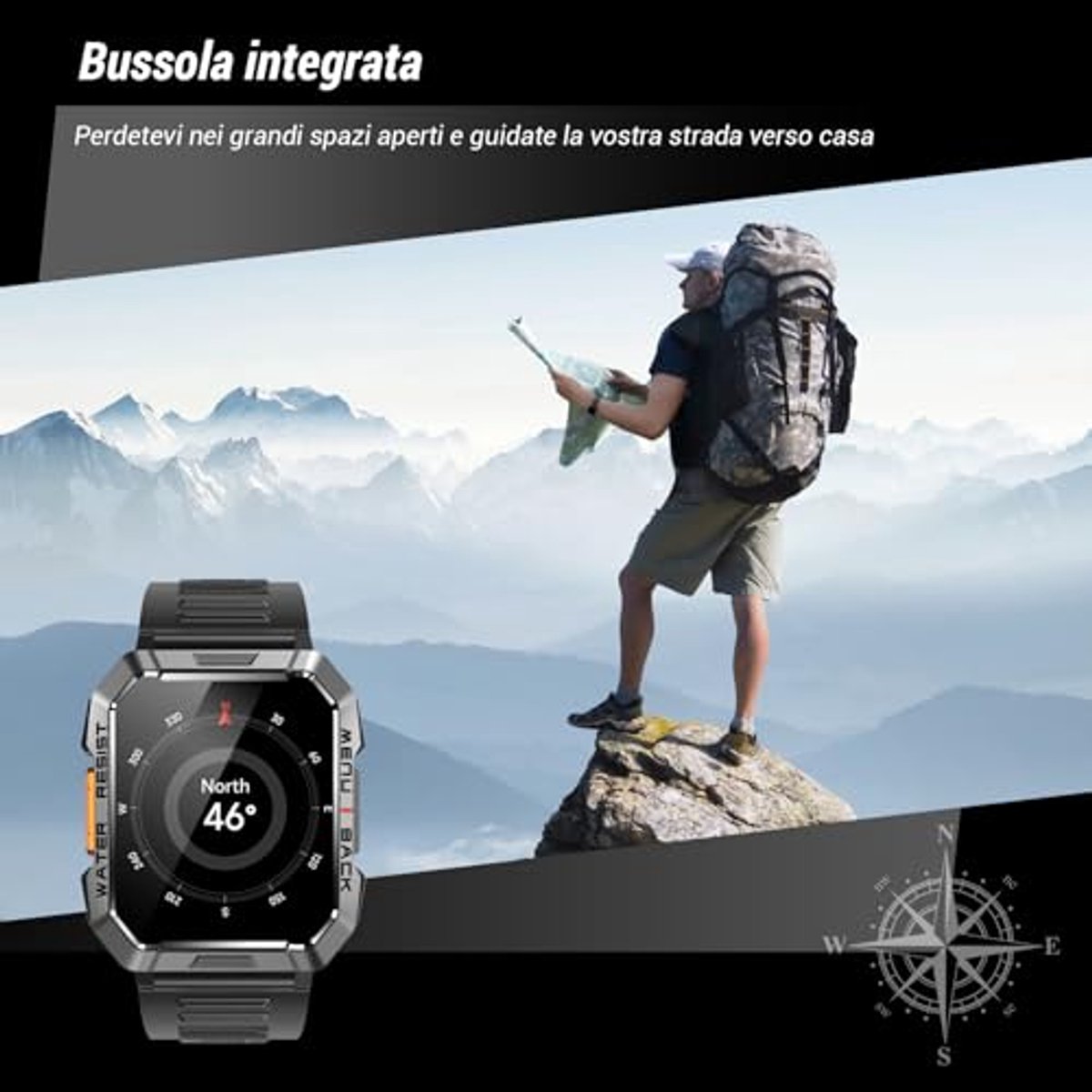 Smartwatch voor heren met 2,01 inch scherm, militair design, oproepfunctie, fitnesstracker, 100+ sportmodi, stappenteller, 24-uurs hartslagmeter en slaapmonitor voor Android en iOS