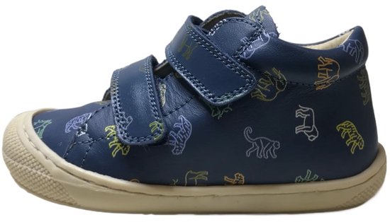 Naturino - Cocoon - Taille 24 - Baskets en cuir à scratch - Animaux de la jungle - Bleu