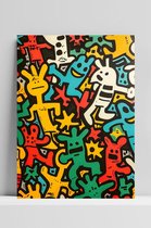 Keith Haring Poster - Poppen - Geïnspireerd door werken van Keith Haring - Kunst - Street Art - Graffiti - Iconisch - posters - formaat 60x90cm - DB3465PVD - 3mm DIBOND - Aluminium Plaat - Metalen Wandbord