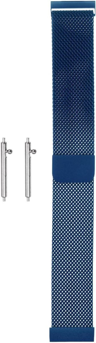 Allecto plus - Mesh horlogeband 22 mm, roestvrij staal, snelwissel, magnetische sluiting, blauw - Unisex, mannen en vrouwen