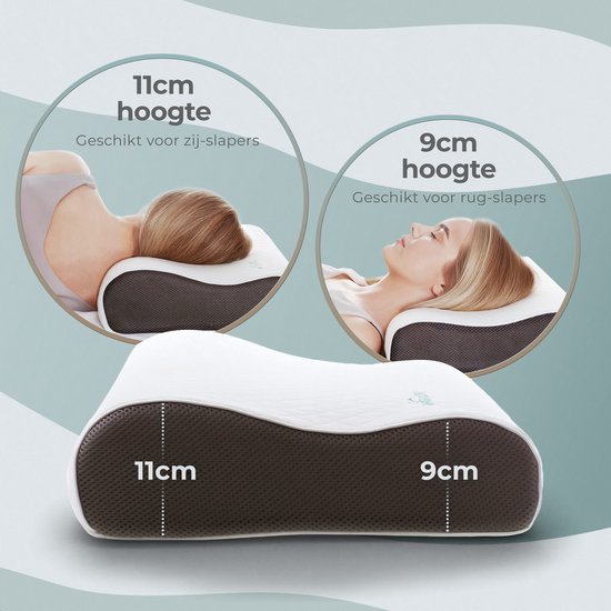 CozySense® Hoofdkussen - Traagschuim Slaapkussen - Ortopedisch voor Nekklachten - Ergonomisch Hoofdkussen - Voor Rug- en Zijslaper - Inclusief Kussensloop en Draagtas - Medium Hardheid