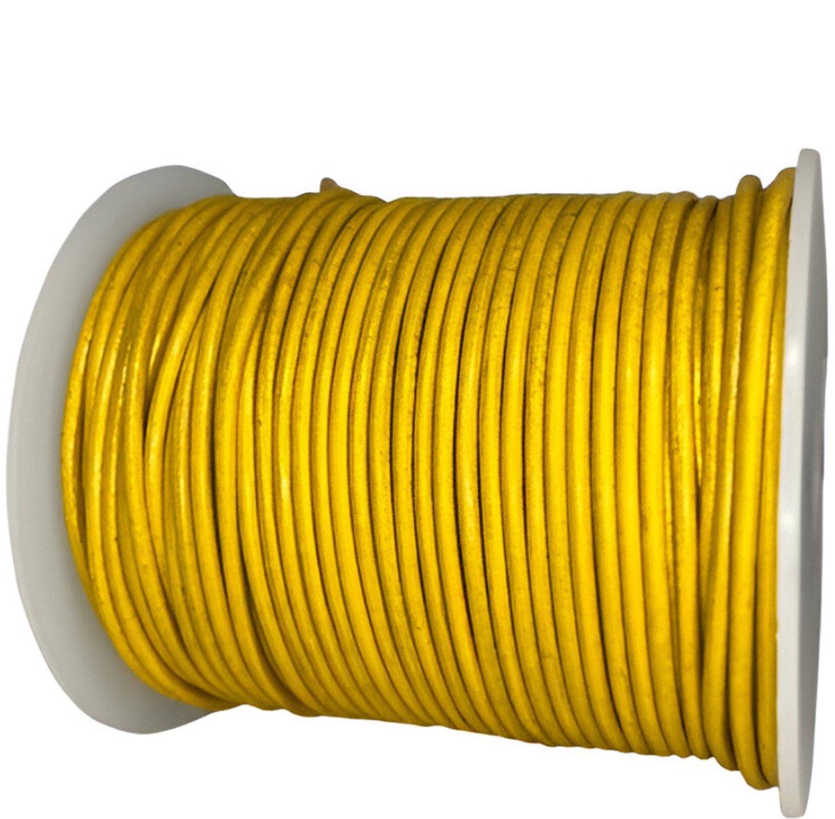 Leren Koord Rond, 50 m x 2 mm - Rond Lederen Koord, Voor Halskettingen, Armbanden, Sieraden, Knutselkralen en Veters (Metallic Goud)