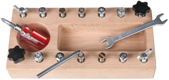 Houten Vrachtwagen - Educatief Houten Speelgoed - Leer Al Jong Sleutelen Met Deze Set Babygold