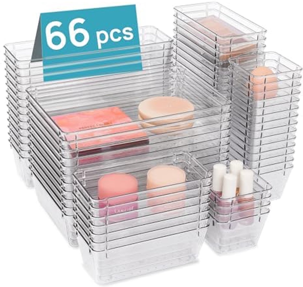Make-uptafel Organizer Set - 66 Stuks met 4 Maten voor Professionele Opberging